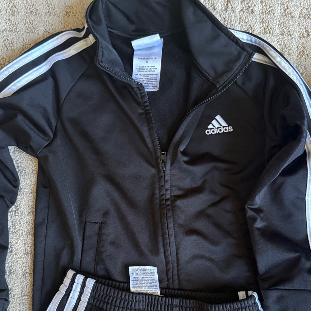 Adidas Kids Black and Blue Tracksuit Sets - Picture 2 of 6